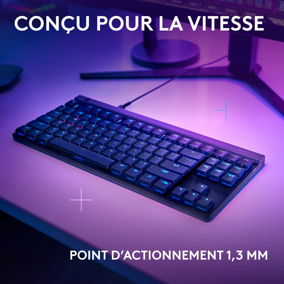 Clavier gamer G515 TKL tactile noir couleur unique, LOGITECH