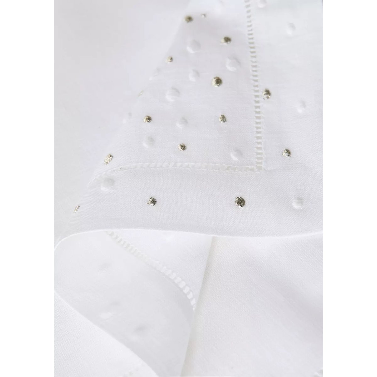 Lot de 2 serviettes de table en lin brodé confettis blanc, MANGO HOME