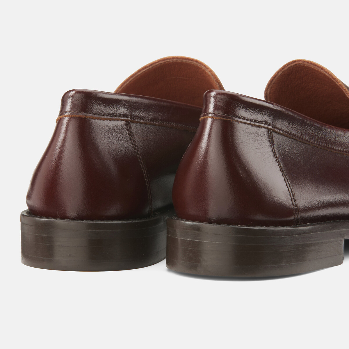 Mocassins en cuir à plateau cousu main marron, LA REDOUTE COLLECTIONS