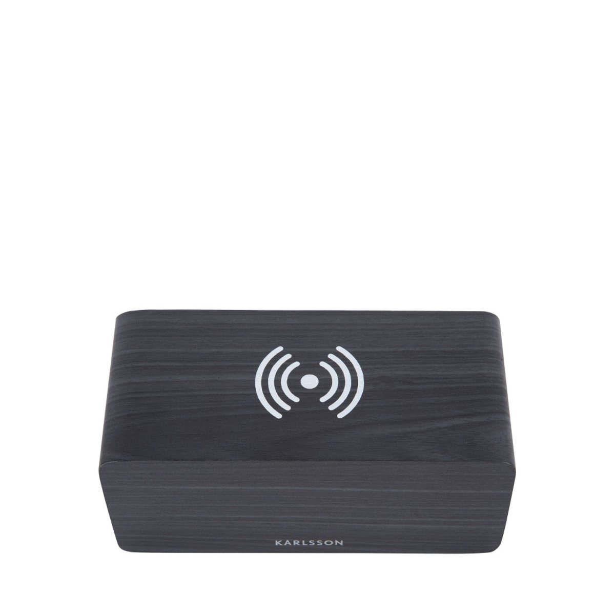 Réveil en bois avec chargeur téléphone- BLOCK noir, KARLSSON