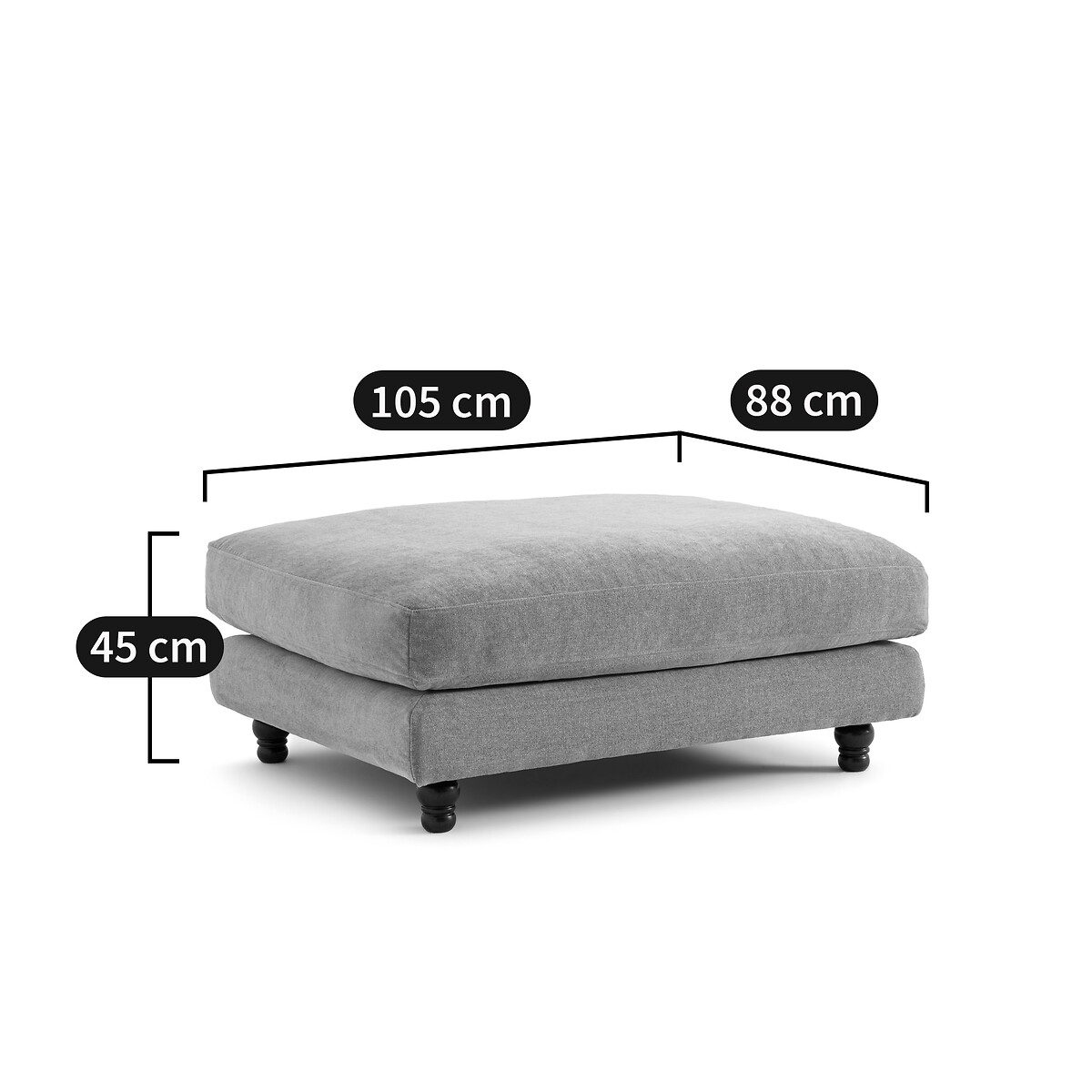 Pouf, polyester chiné, NOON vert eucalyptus, LA REDOUTE INTERIEURS