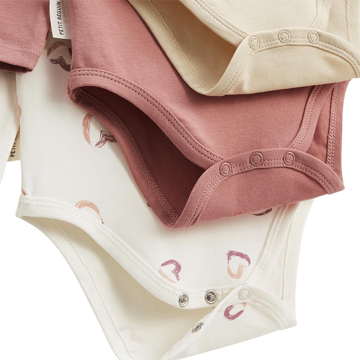 Lot de 3 bodies bébé manches longues Maya rose, PETIT BEGUIN