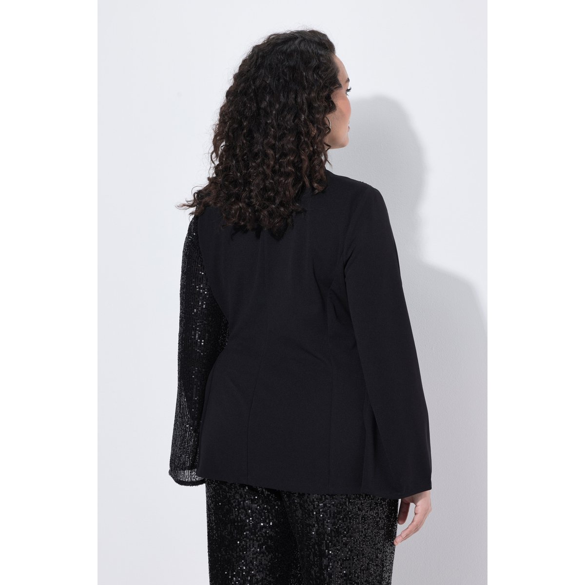 Blazer à paillettes, effet cache-cœur noir, ULLA POPKEN