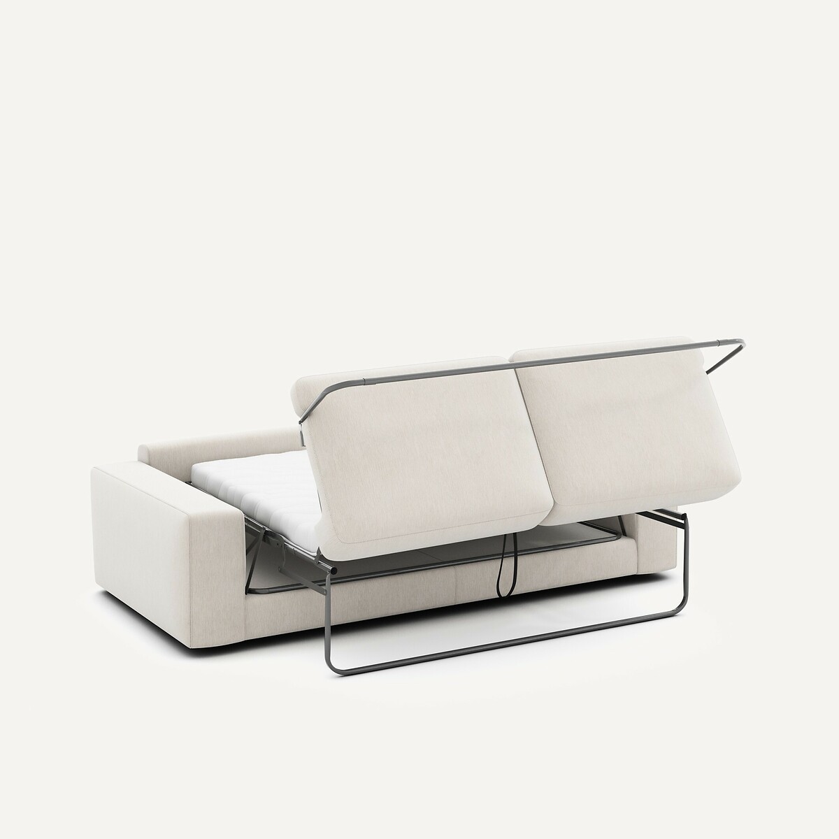 Canapé convertible 3 places, en velours chenille, Skander blanc, AM.PM