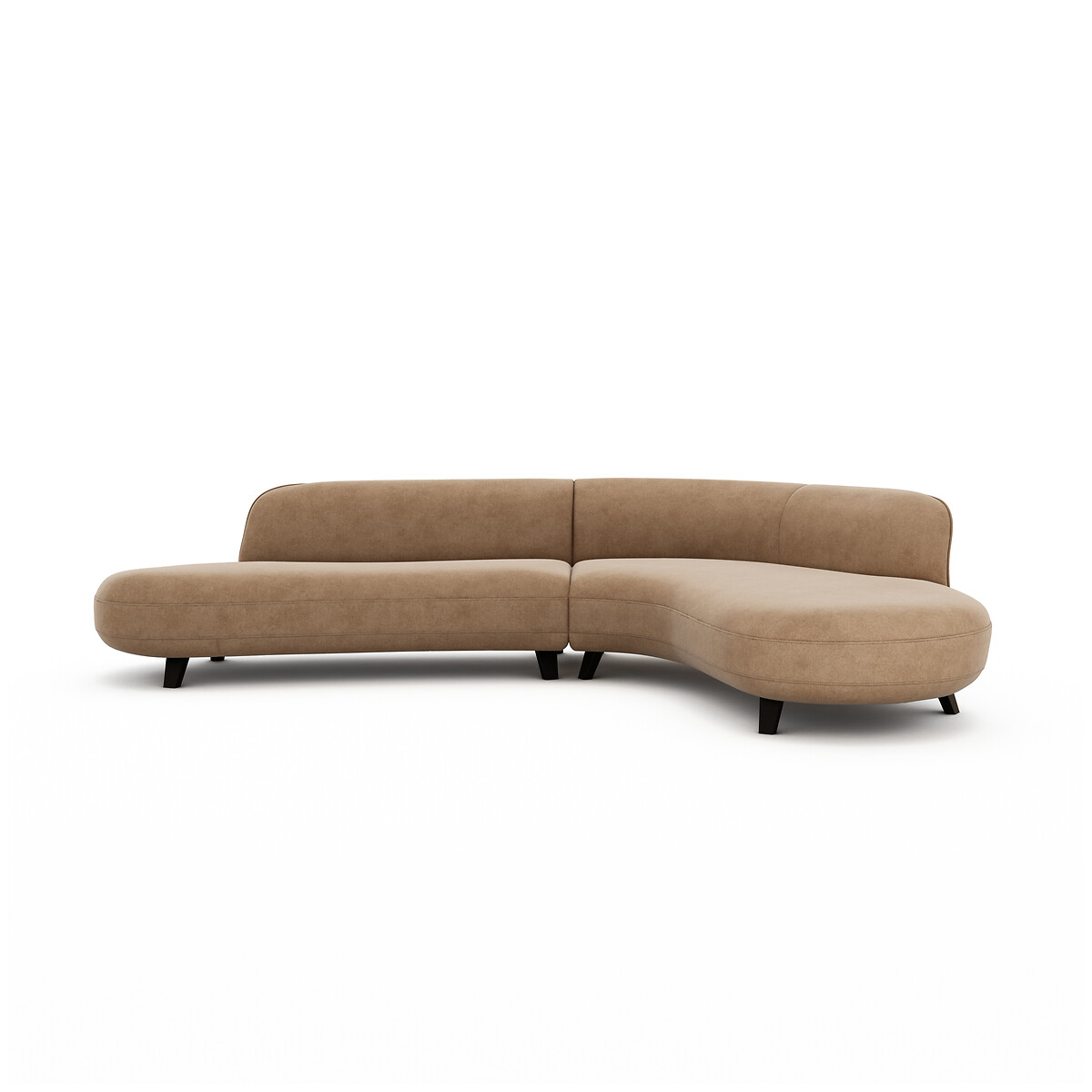 Canapé d’angle en velours stonewashed, ROSEBURY ficelle, AM.PM X EMMANUEL GALLINA