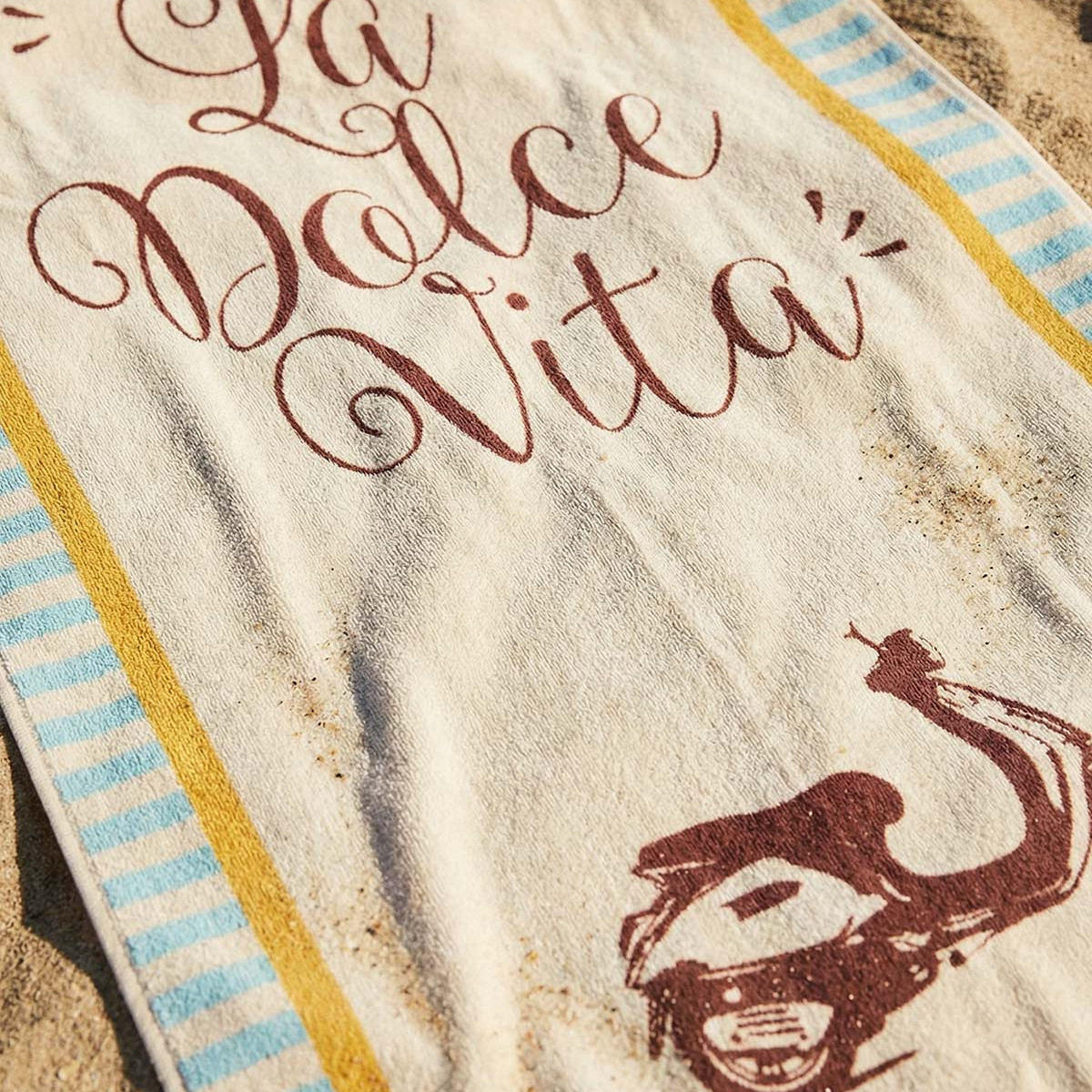 Serviette de plage velours 100x180 cm DOLCE VITA terre brulée, SENSEI MAISON