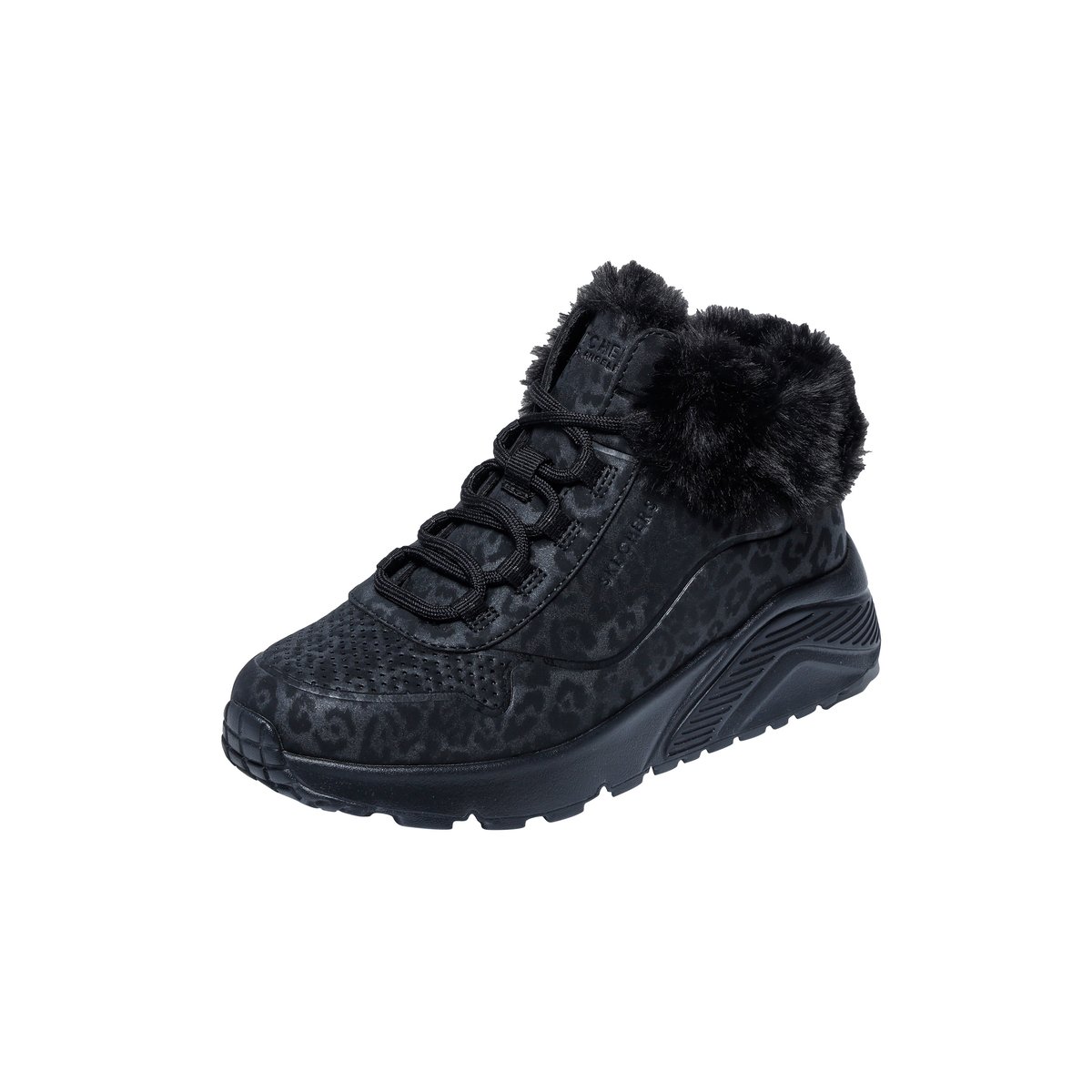 Basket Montante à Lacets Uno Lite Cozy Leopard noir, SKECHERS