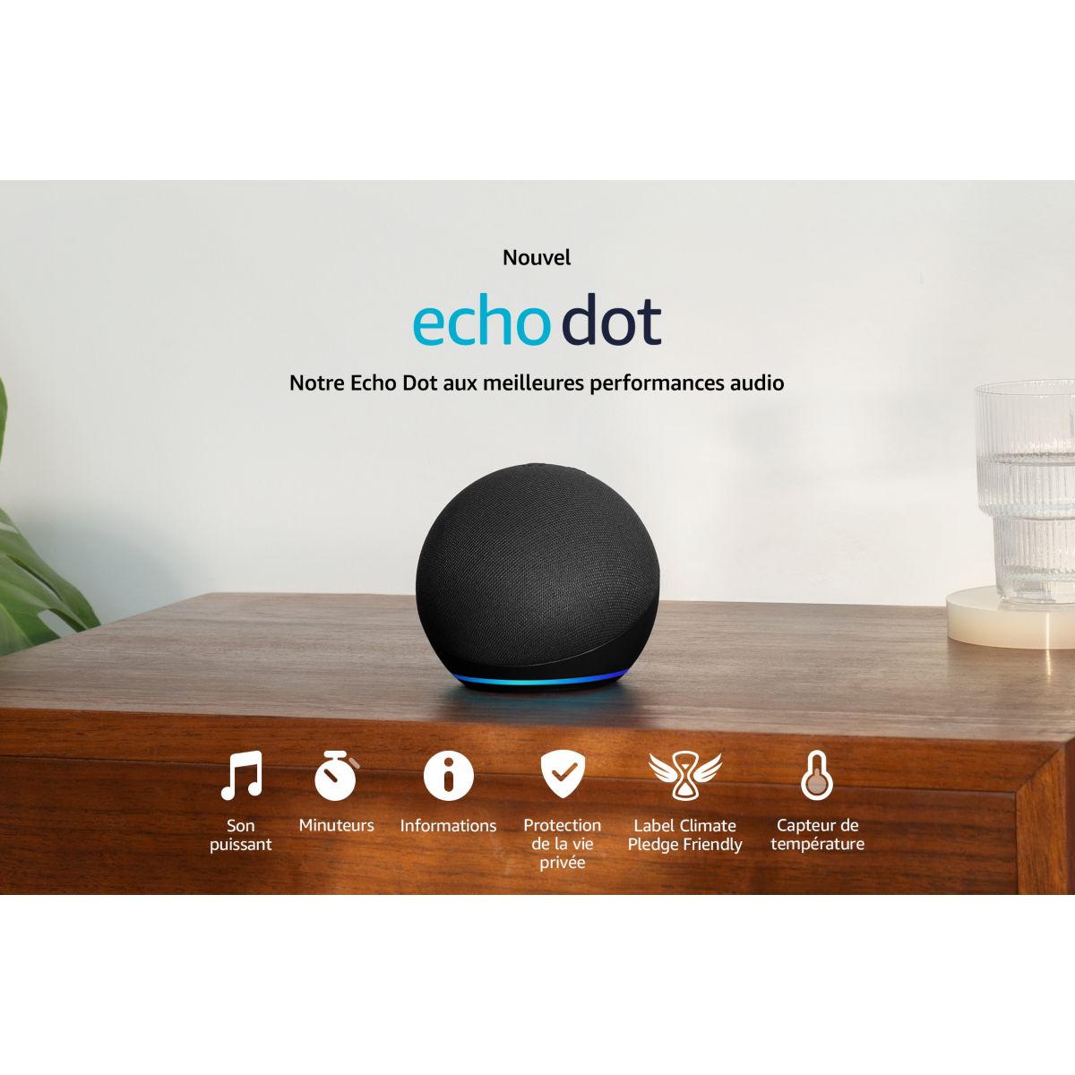 Assistant vocal Echo Dot 5 Anthracite blanc, AMAZON