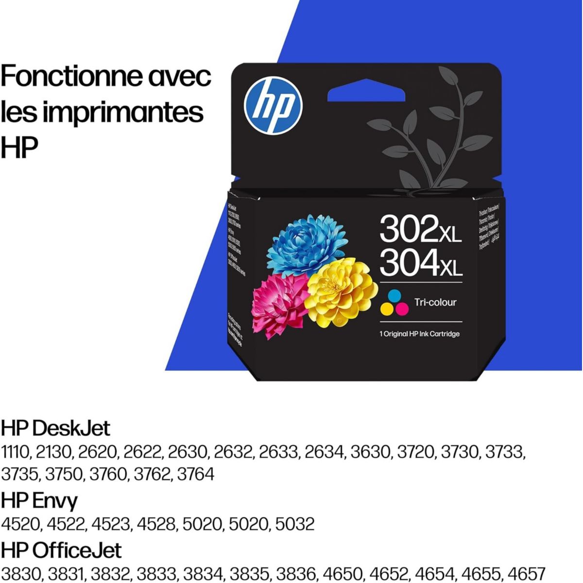 Cartouche d'encre 302XL/304XL 3 Couleurs couleur unique, HP