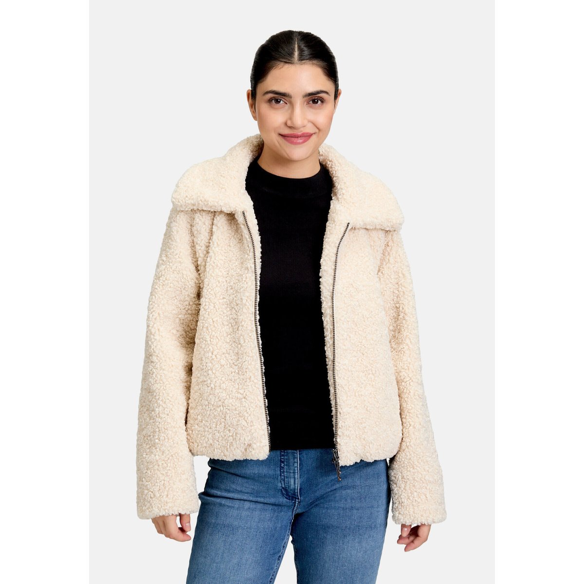 Veste en peluche avec partie veste sans manches amovible gris, AMBER & JUNE