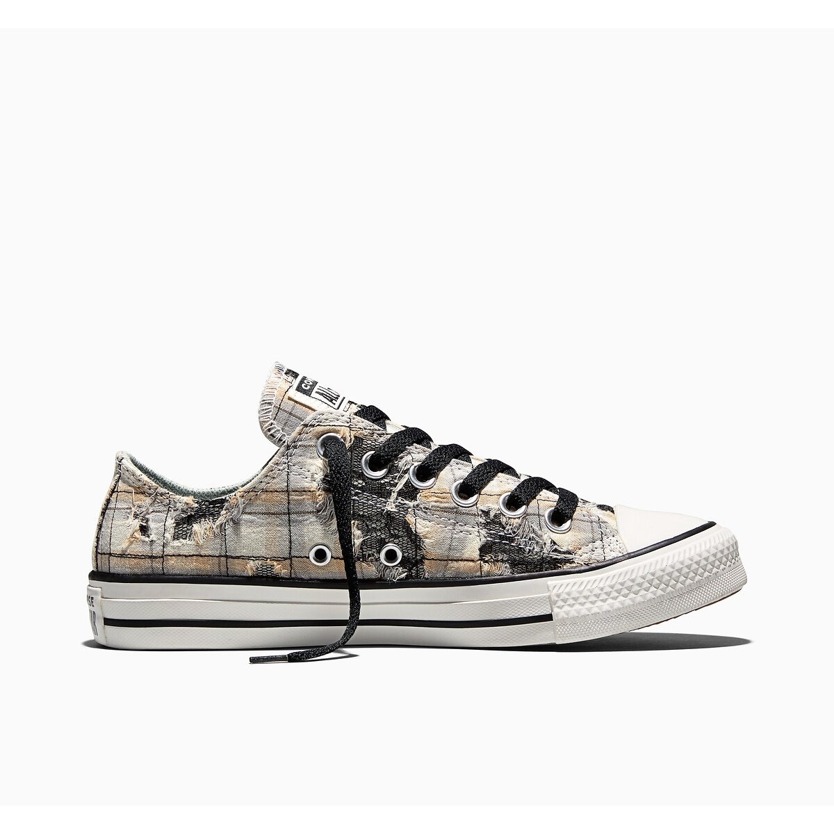 Baskets CHUCK TAYLOR ALL STAR OX PLAID LACE MATERIAL gris/jaune, CONVERSE