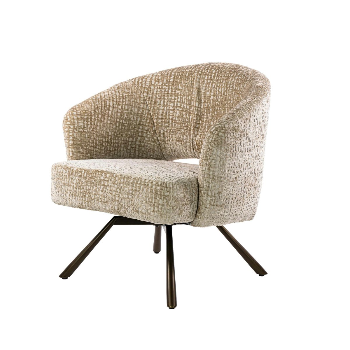 Fauteuil de salon pivotant beige à motifs veloutés bruns CREEK beige, PIER IMPORT