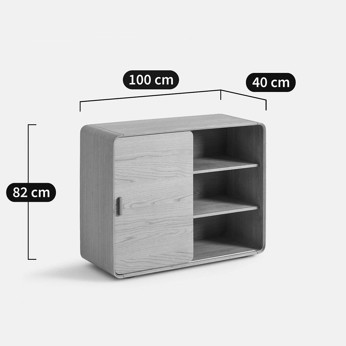 Credenza in rovere impiallacciato, 2 ante, REDAG color quercia, LA REDOUTE INTERIEURS