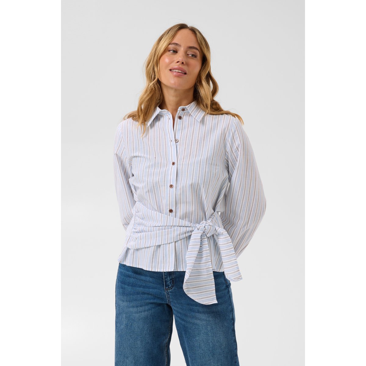 Chemise à manches longues bleu ice water/multi stripe, KAFFE