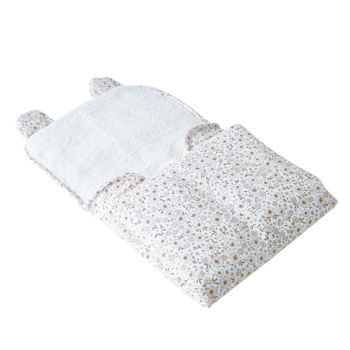 Tapis à langer de voyage coton bio LILLY beige, LITTLE CREVETTE