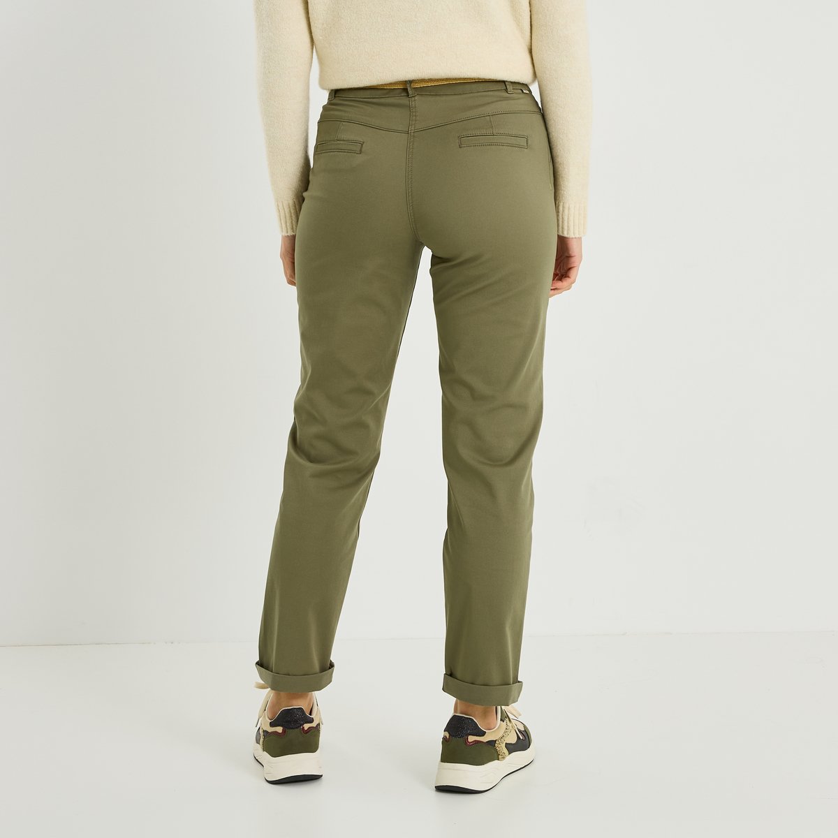 Pantalon chino uni vert kaki, GRAIN DE MALICE