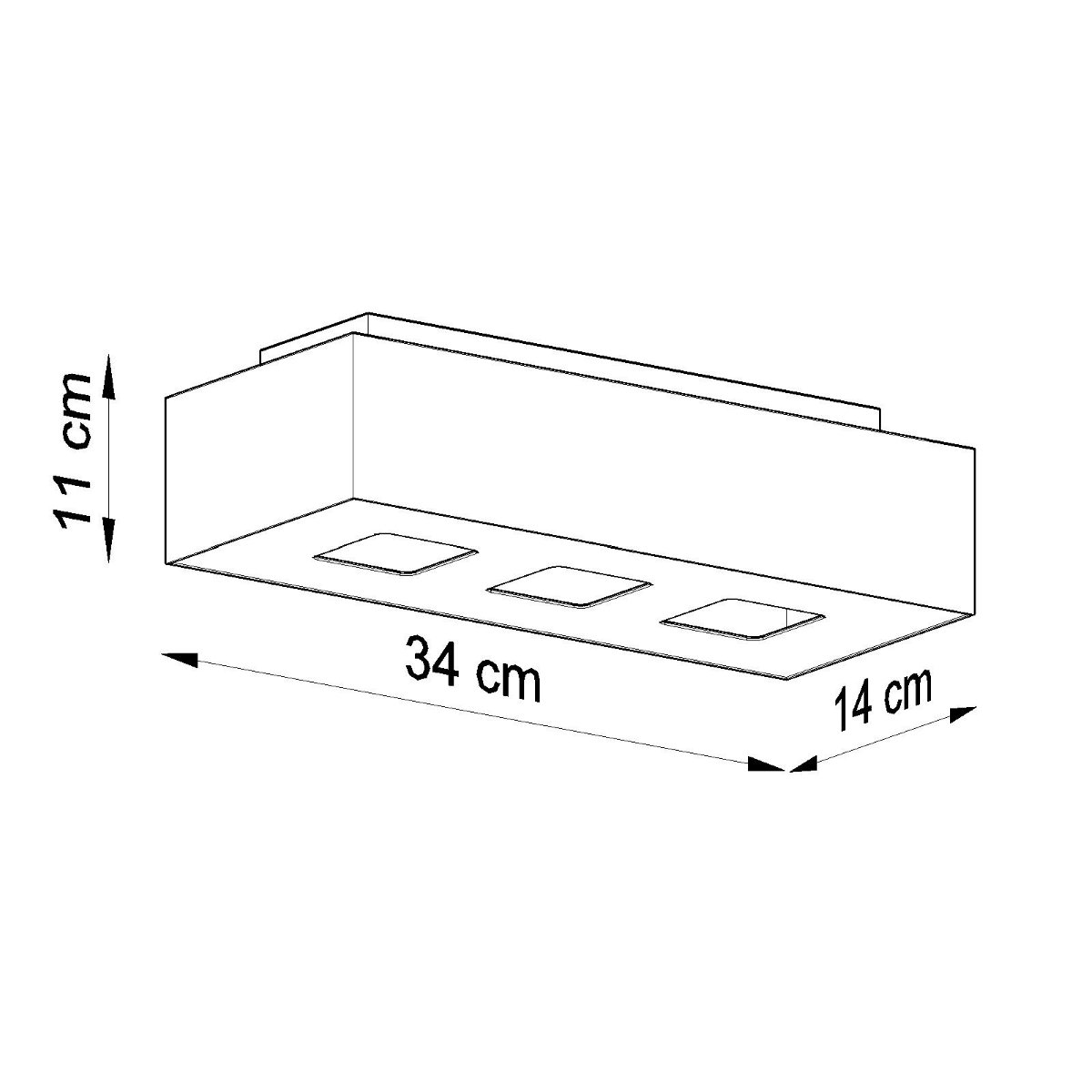 Plafonnier Acier Noir/Blanc GU10 3 Mono noir, EDEN