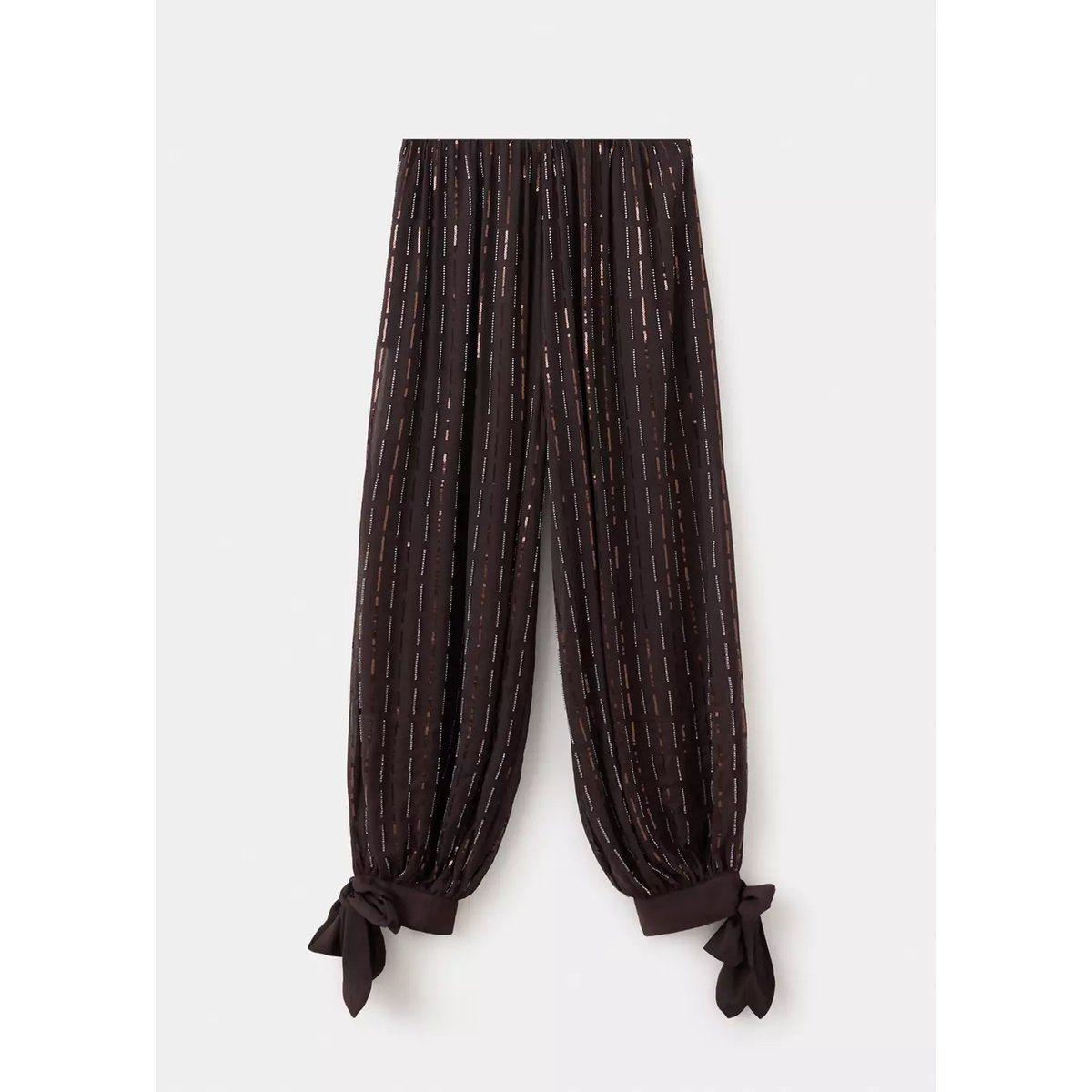 Pantalon bouffant à paillettes marron, MANGO