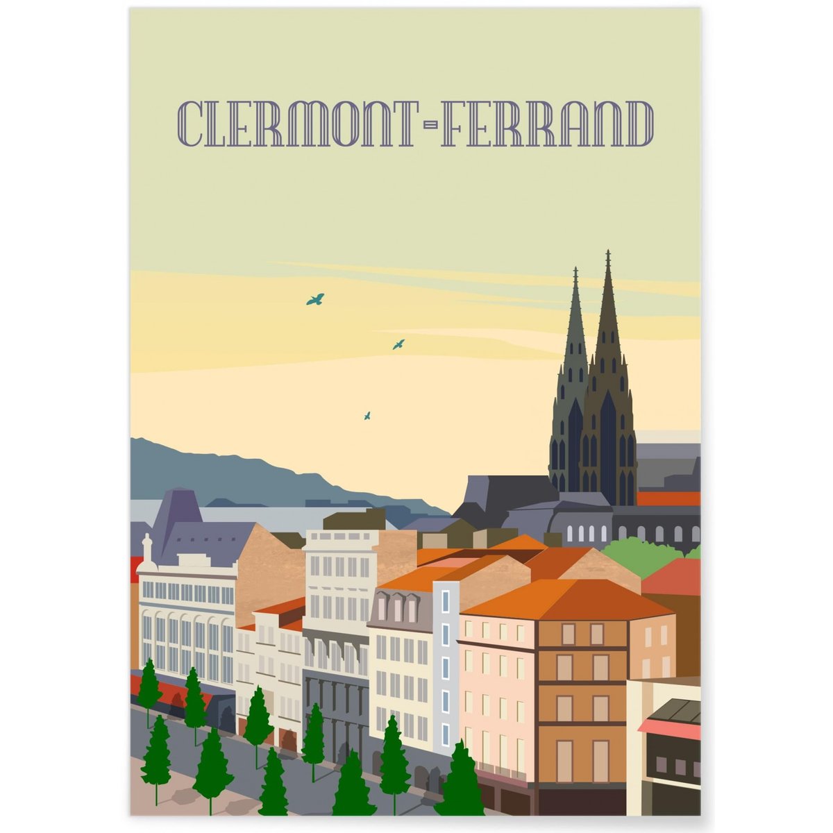 Affiche ville Clermont Ferrand 2 blanc, L'AFFICHERIE