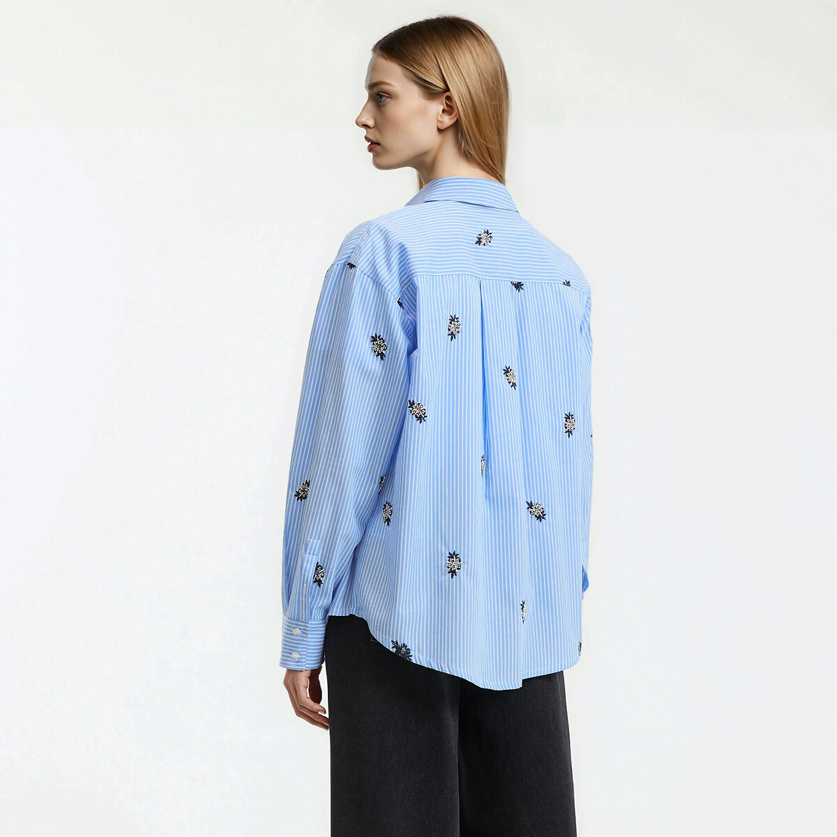Signatures Marlène Striped Cotton Shirt blue striped, LA REDOUTE COLLECTIONS
