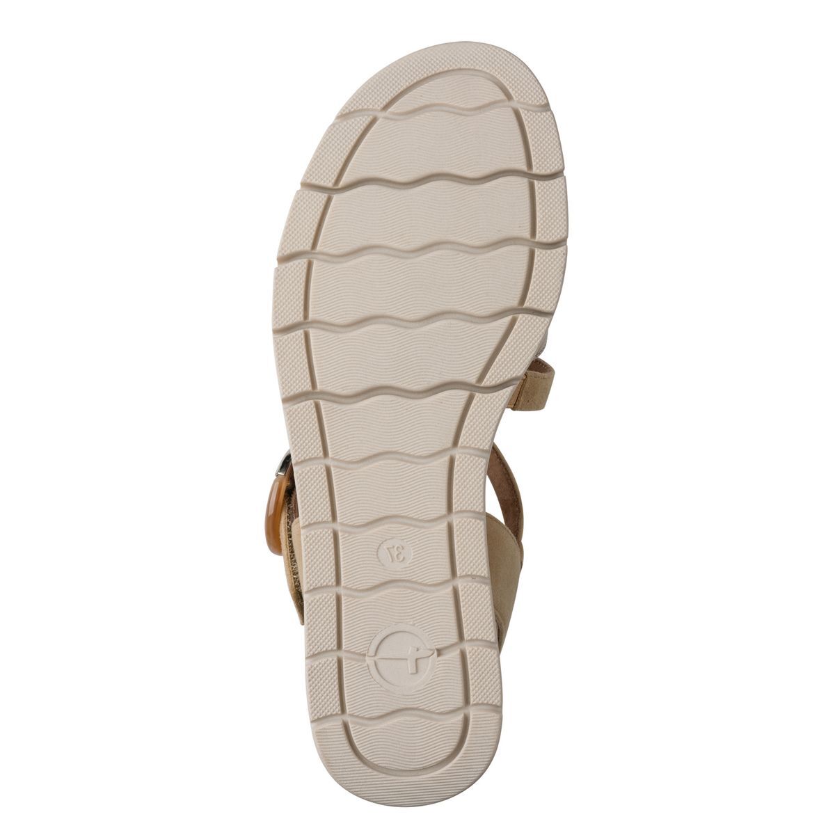 Sandale à talon en cuir beige, TAMARIS