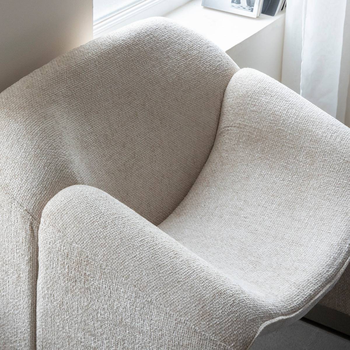Fauteuil en tissu THÉA blanc, MADE IN MEUBLES