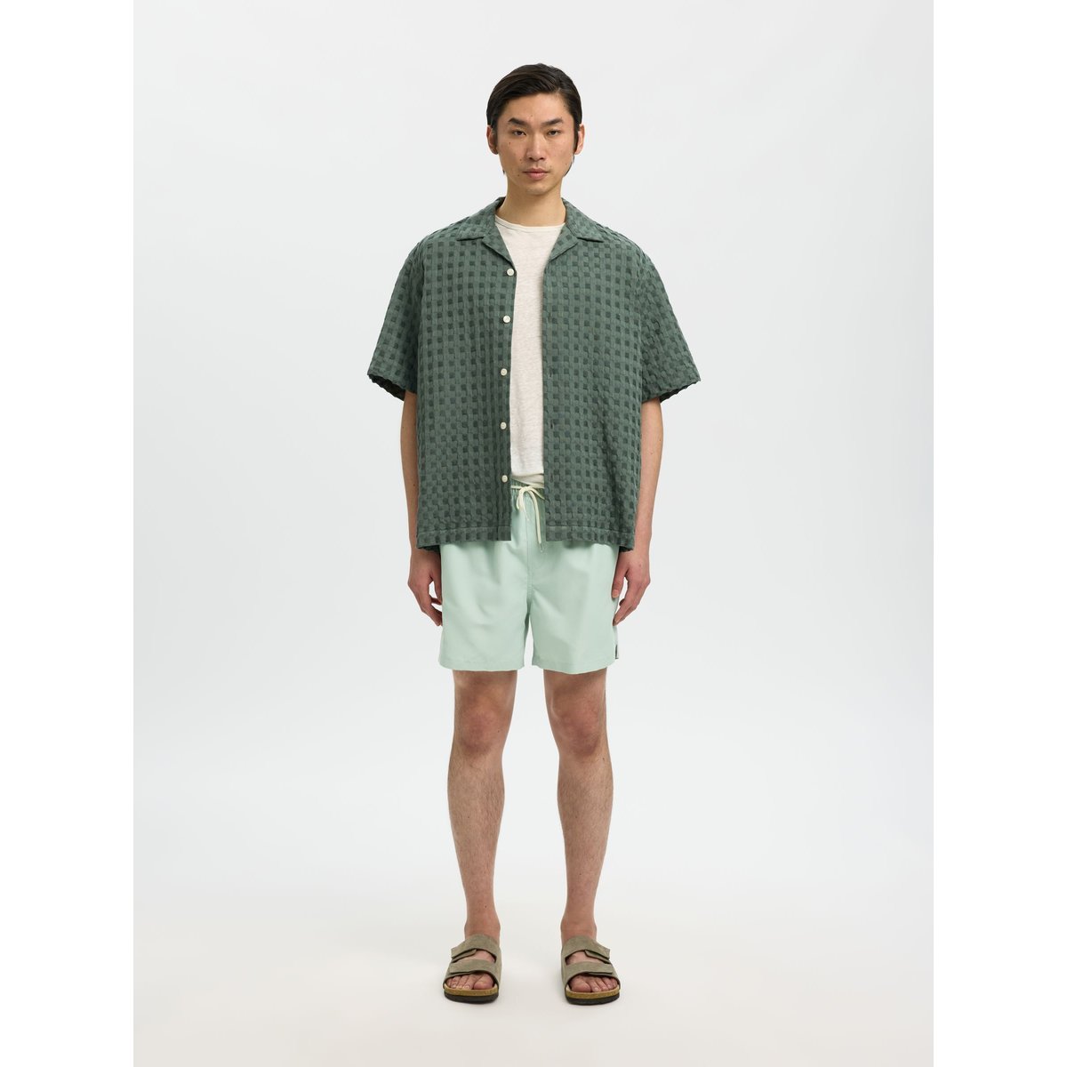 Short De Bain turquoise - aqua gray, SELECTED