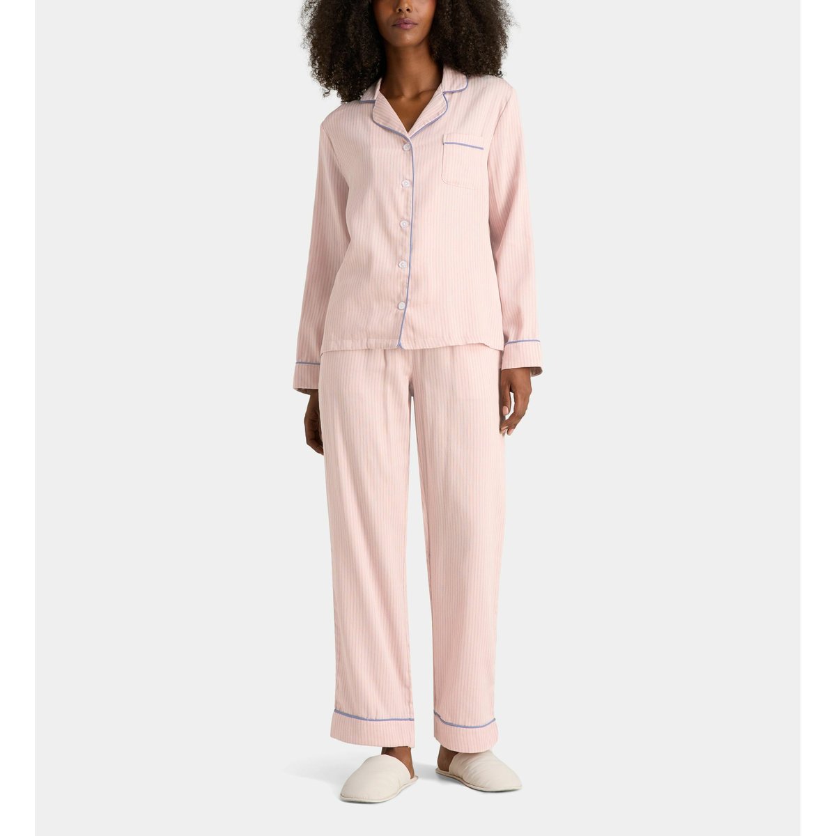 Pyjama zero à manches longues en coton à motif rayé rose, GALERIES LAFAYETTE