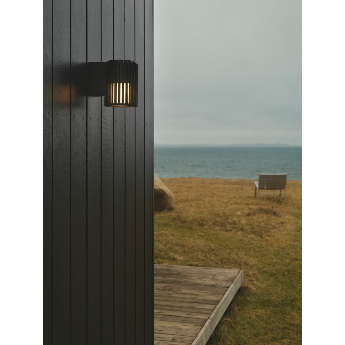 Applique murale extérieure adapté aux zones côtières  en aluminium, ALUDRA simple noir, NORDLUX