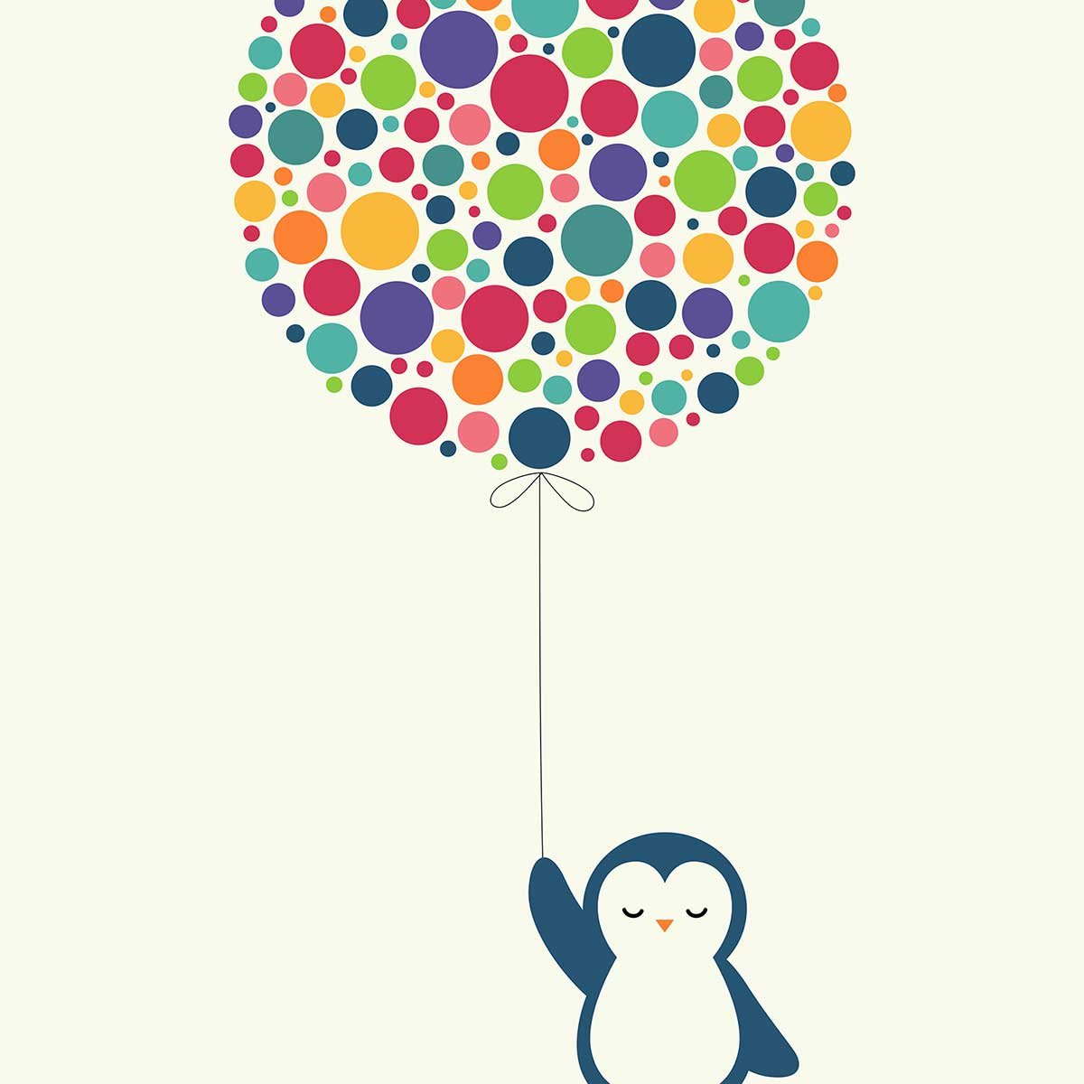 Affiche  pingouin ballon affiche + cadre en bois - noir, HEXOA