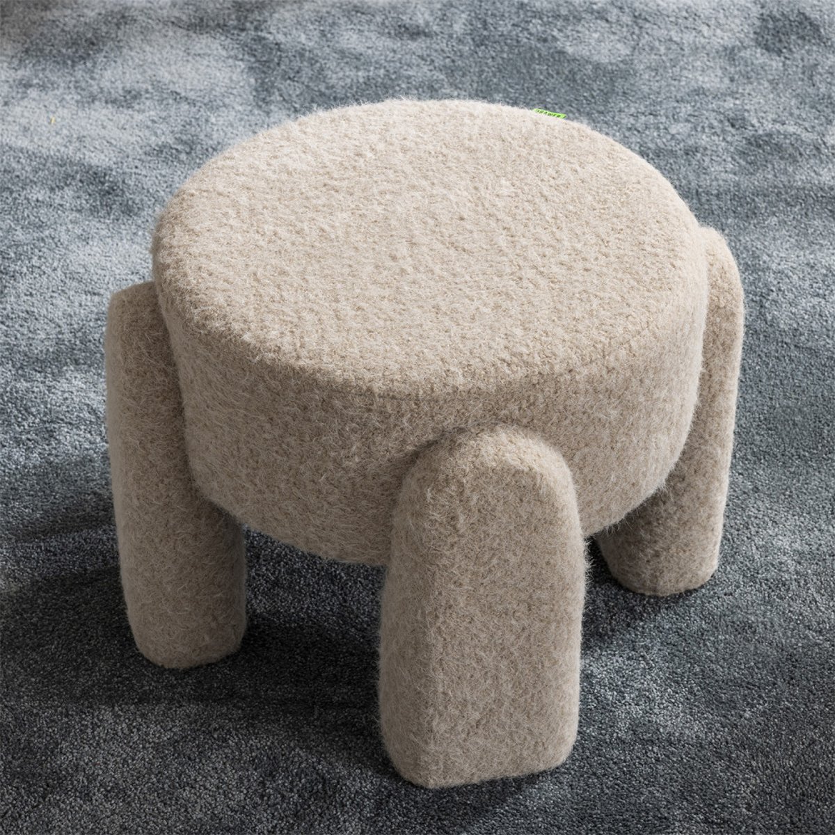 Pouf rond en tissu 45cm- NOLAN beige, DRAWER