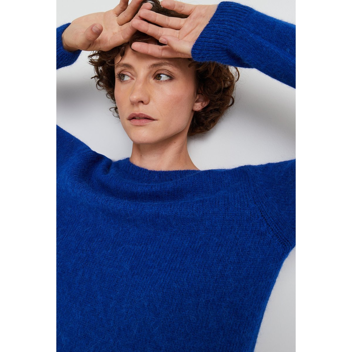 Pull col bateau uni contenant de l'alpaga cobalt, MONOPRIX