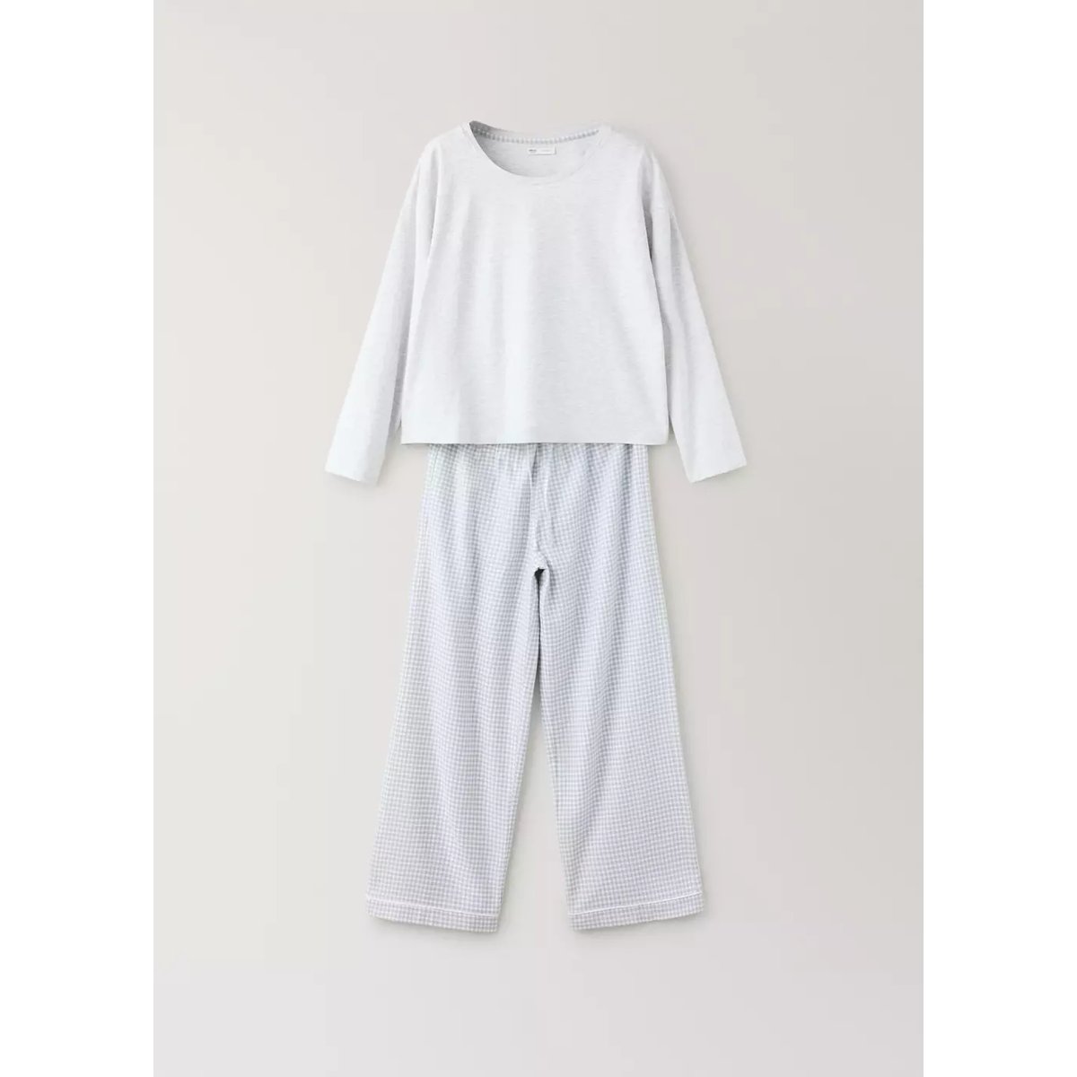 Pyjama complet coton carreaux gris chiné clair, MANGO TEEN