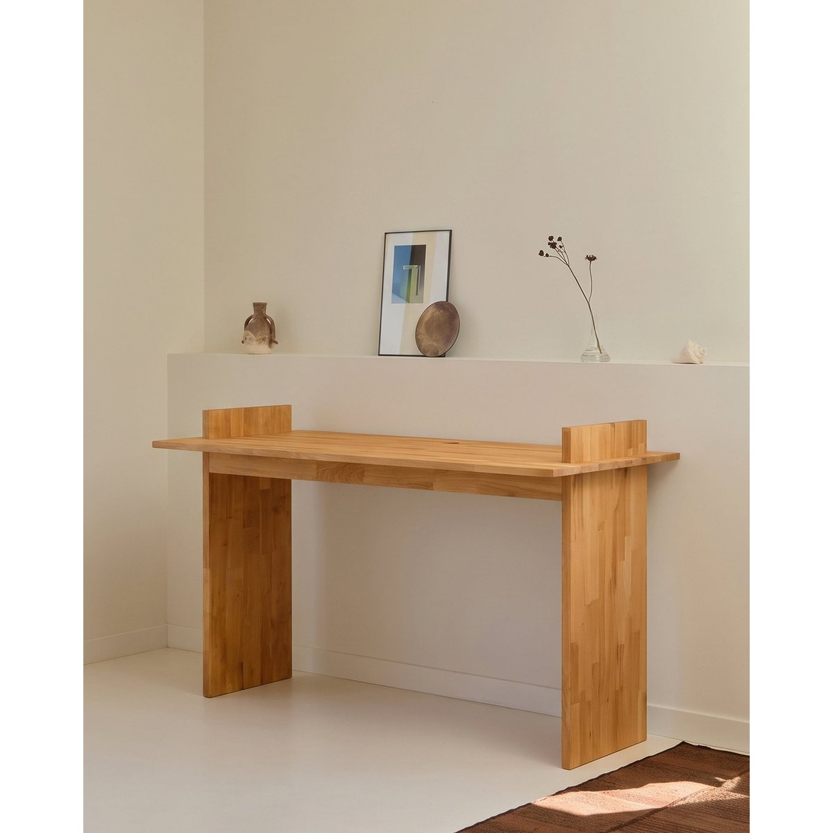 Bureau en bois d'aulne naturel naturel, HANNUN