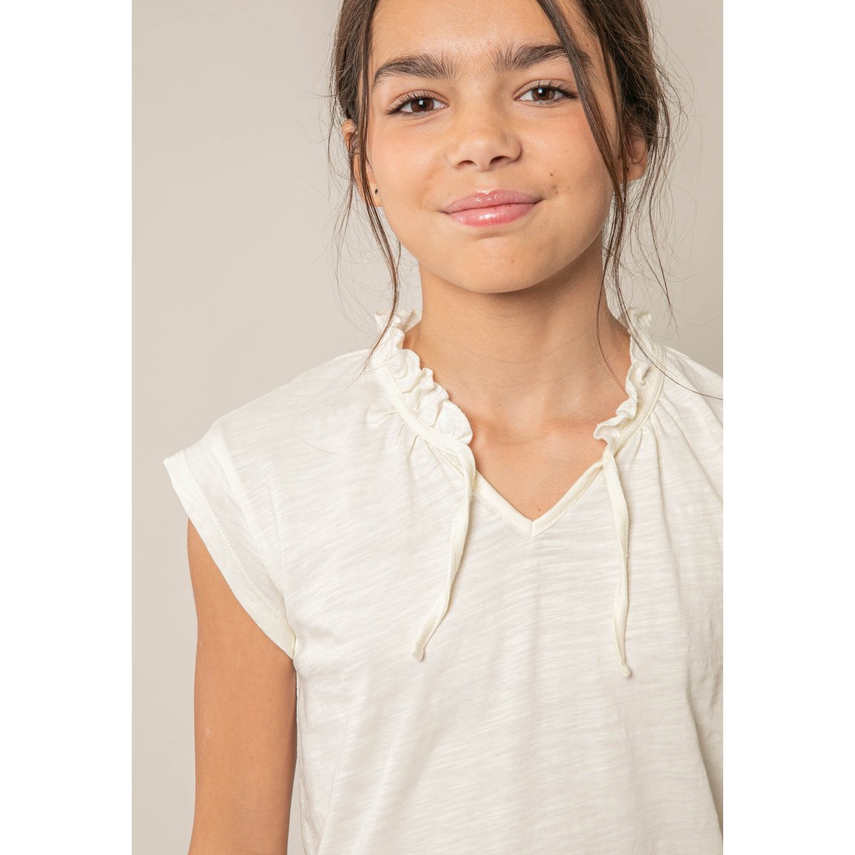 T-shirt fille en coton KAIA ivory, DEELUXE