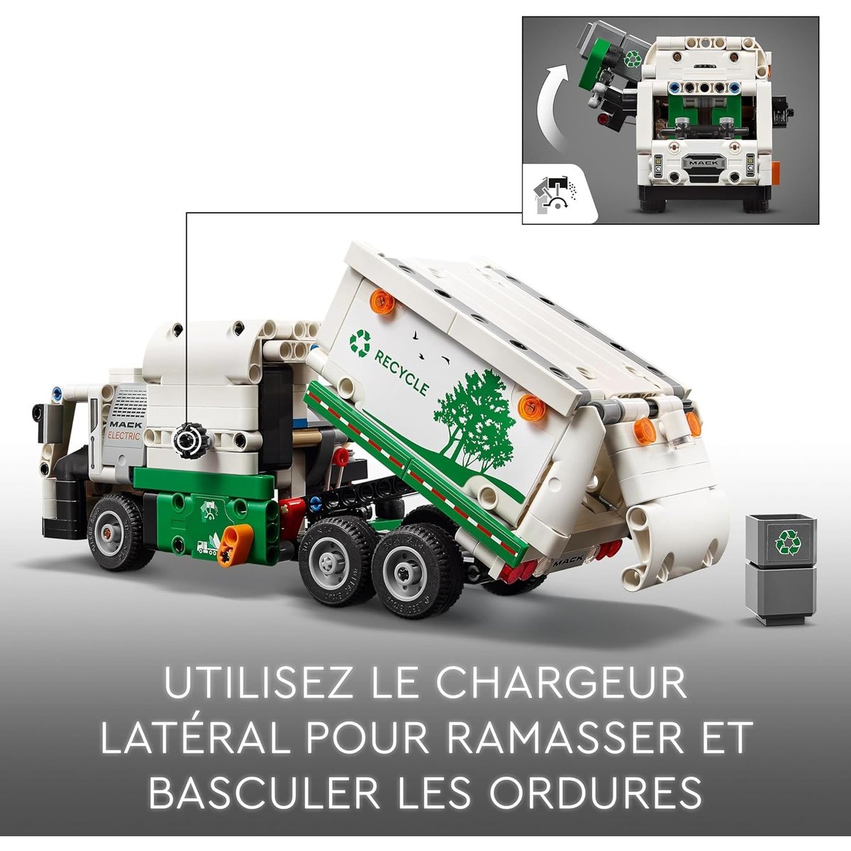 Mack® LR Electric Camion poubelle blanc, LEGO