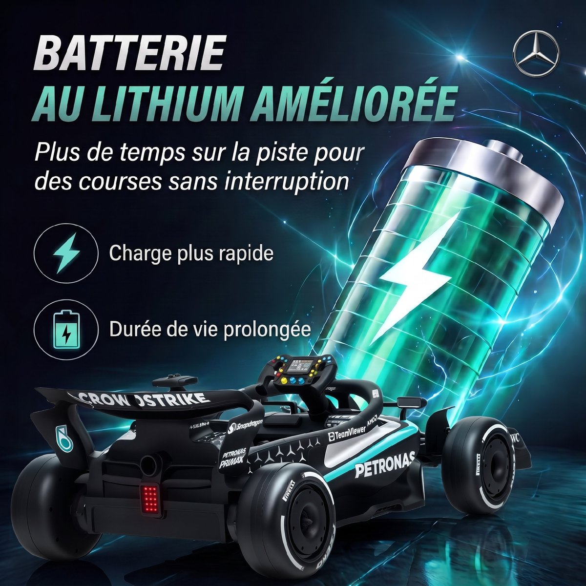Kart électrique à conducteur assis PP Noir noir, AIYAPLAY