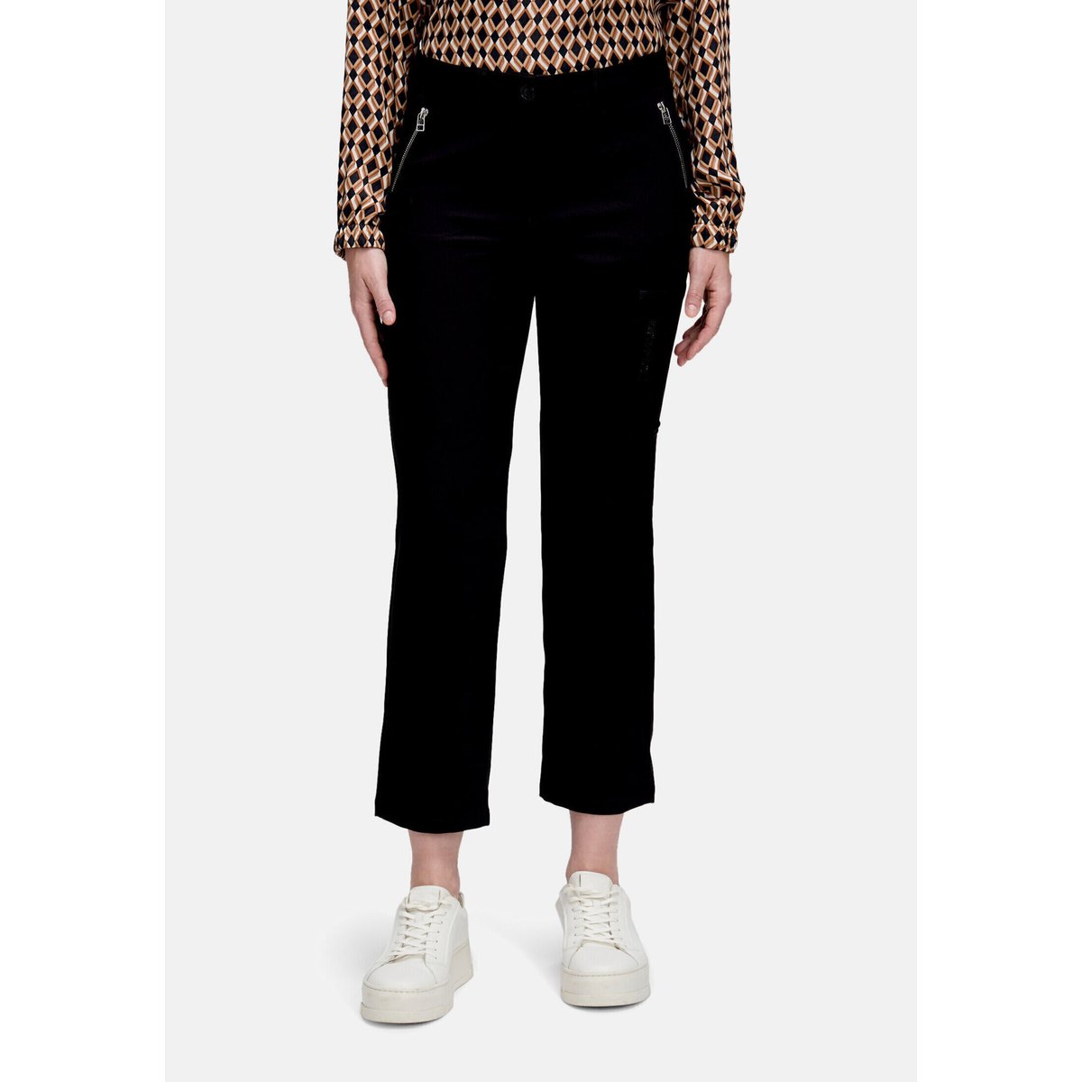 Pantalon casual à fermeture zippée noir, BETTY BARCLAY