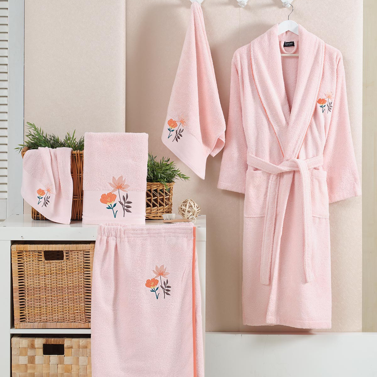 Lot de 3 serviettes invité ANGELICA poudre, SENSEI MAISON