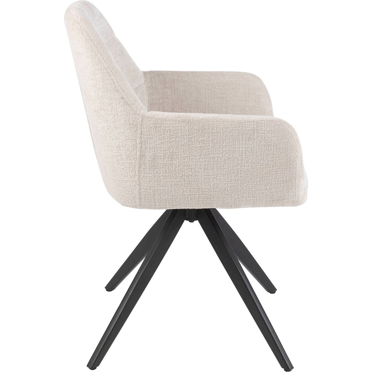 Chaise pivotante en tissu écru et noir, RECOLLECTION