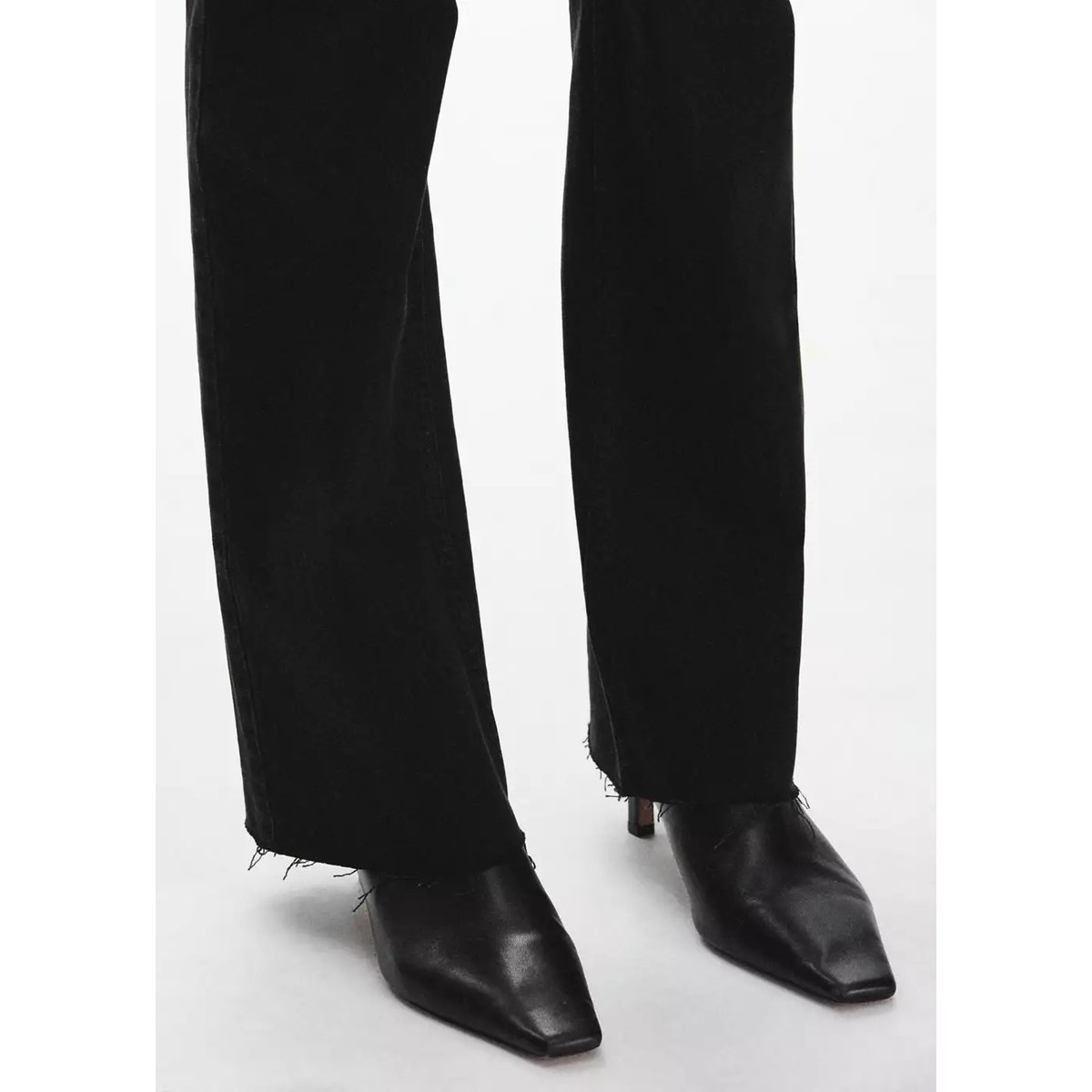 Jean évasé taille haute black denim, MANGO
