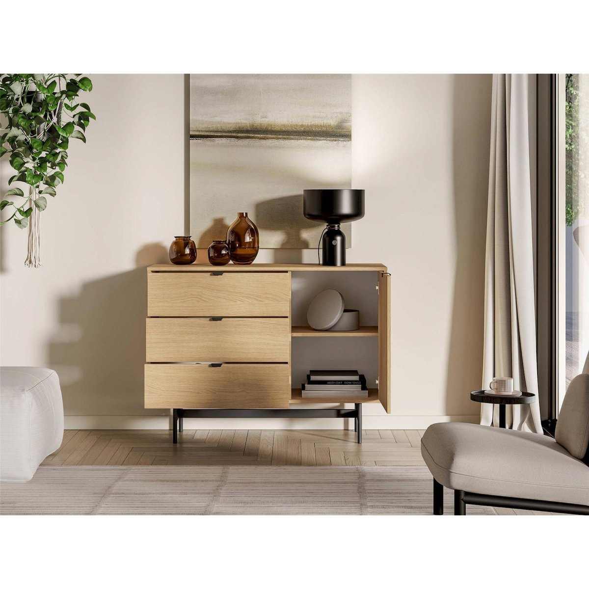 Commode en bois collection HEGGERS chêne mavelie, RECOLLECTION