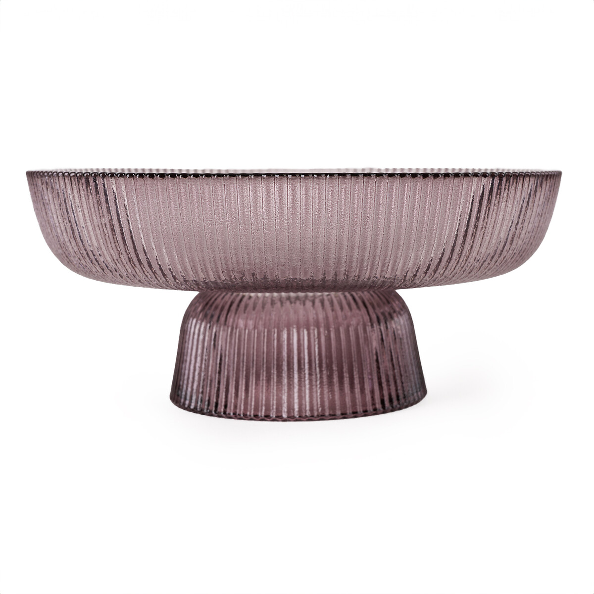 20cm Ridged Glass Bowl on Stand purple, SO'HOME
