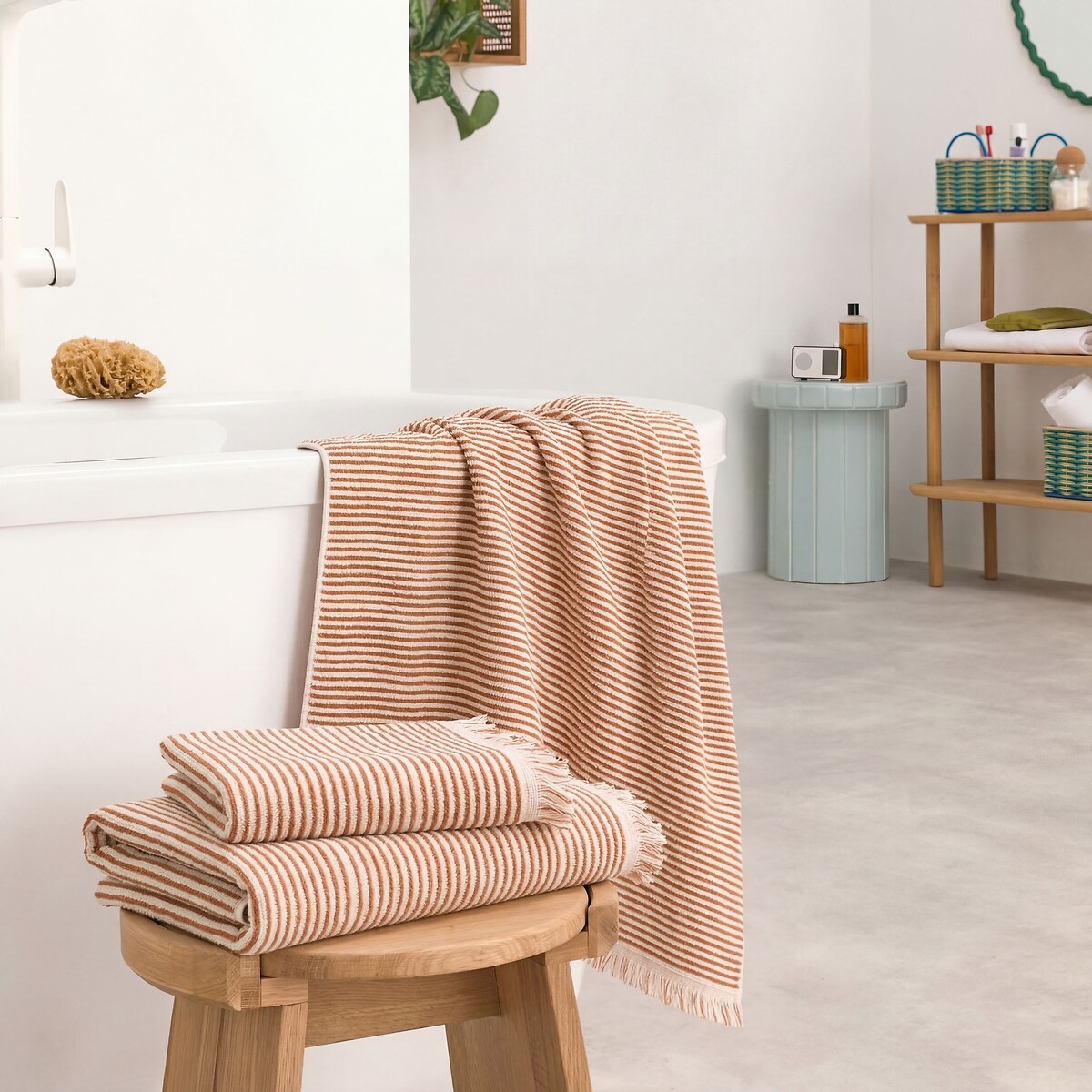 Serviette éponge rayée Malo 500 g/m2 caramel, LA REDOUTE INTERIEURS
