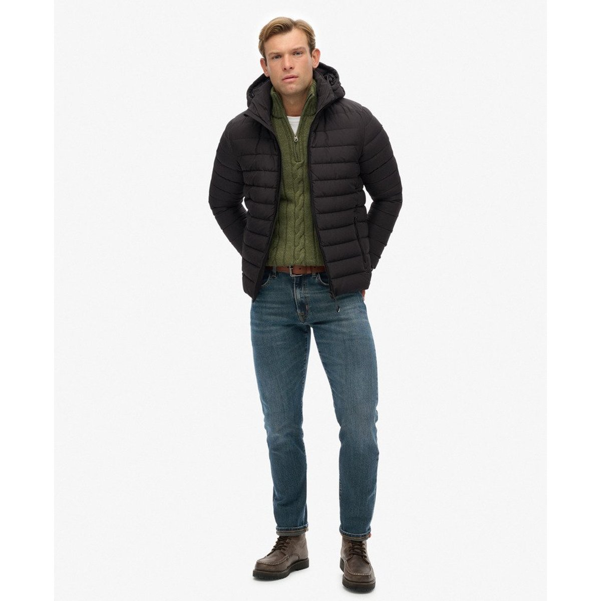 Doudoune Fuji à Capuche noir, SUPERDRY