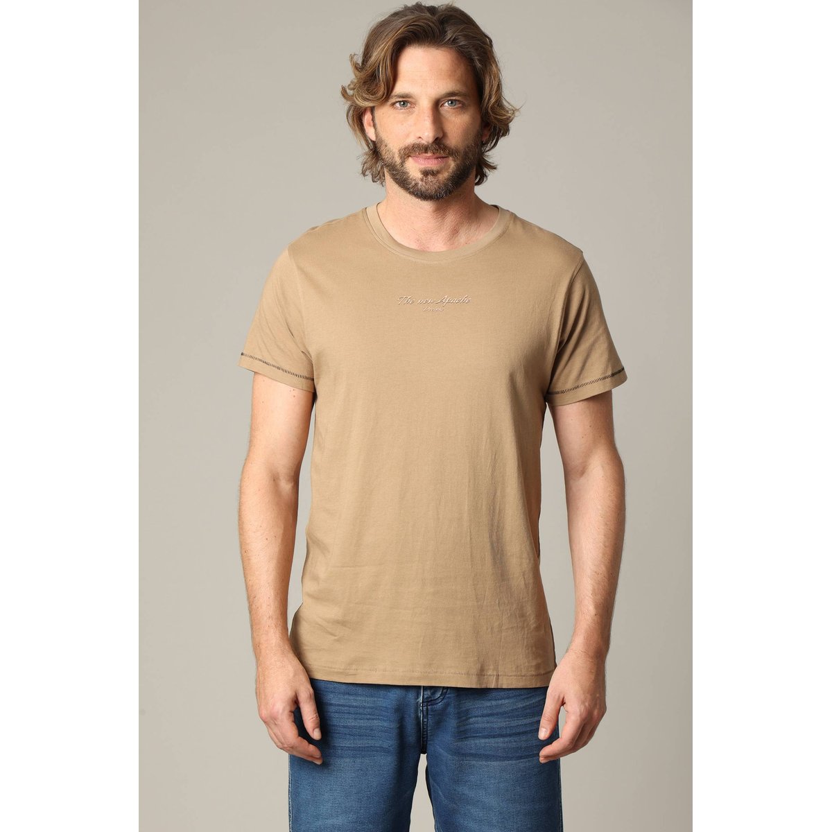 T-shirt en coton à manches courtes avec texte et graphs BOHO dune, DEELUXE