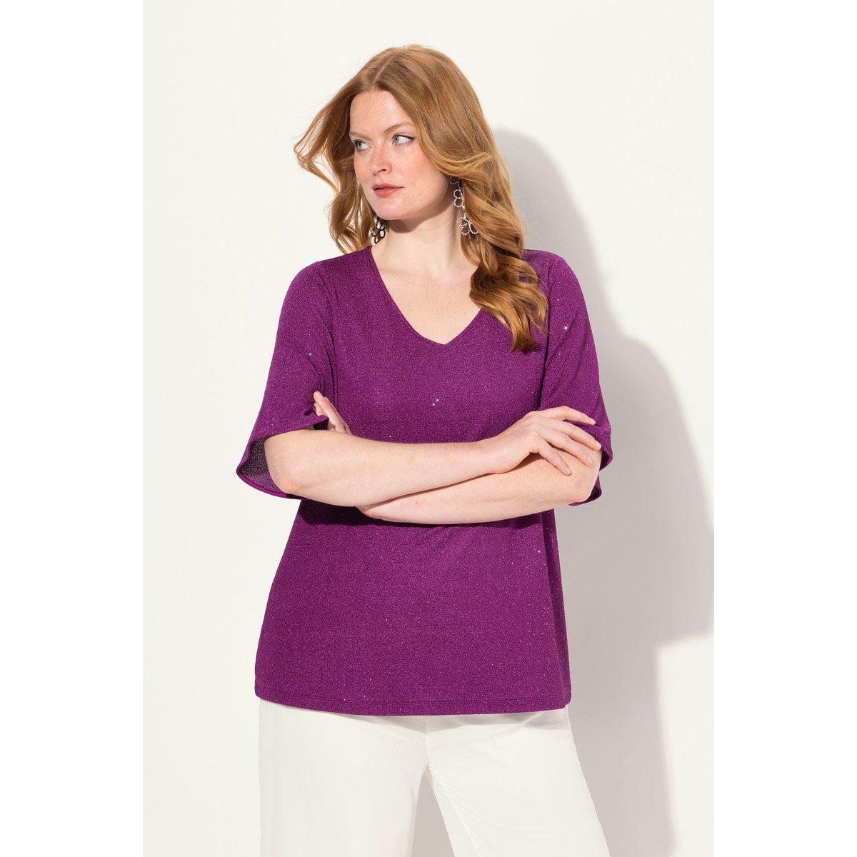 T-shirt doublé et brillant mûre, ULLA POPKEN