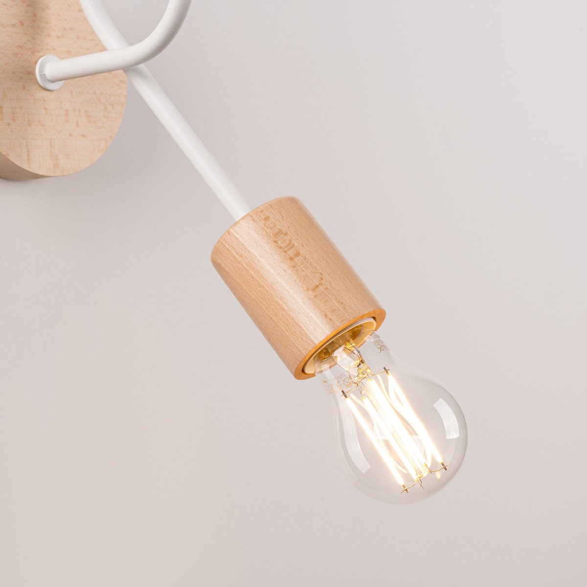 Applique Acier Blanc/Bois Naturel E27 1 Ember blanc, EDEN