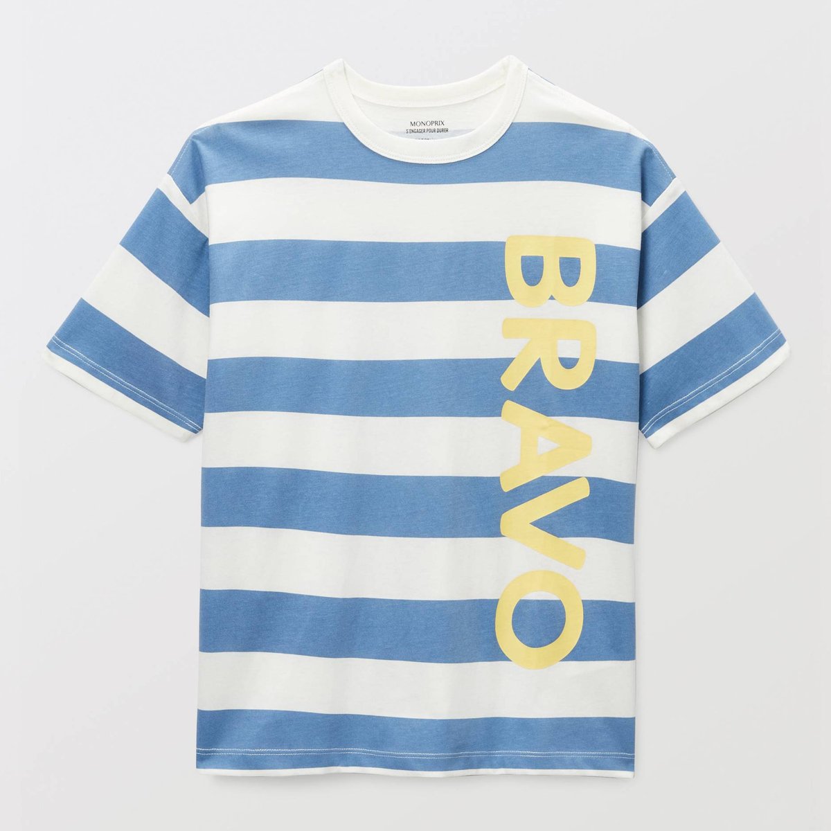T-shirt manches courtes imprimé en coton BIO GOTS riviera, MONOPRIX