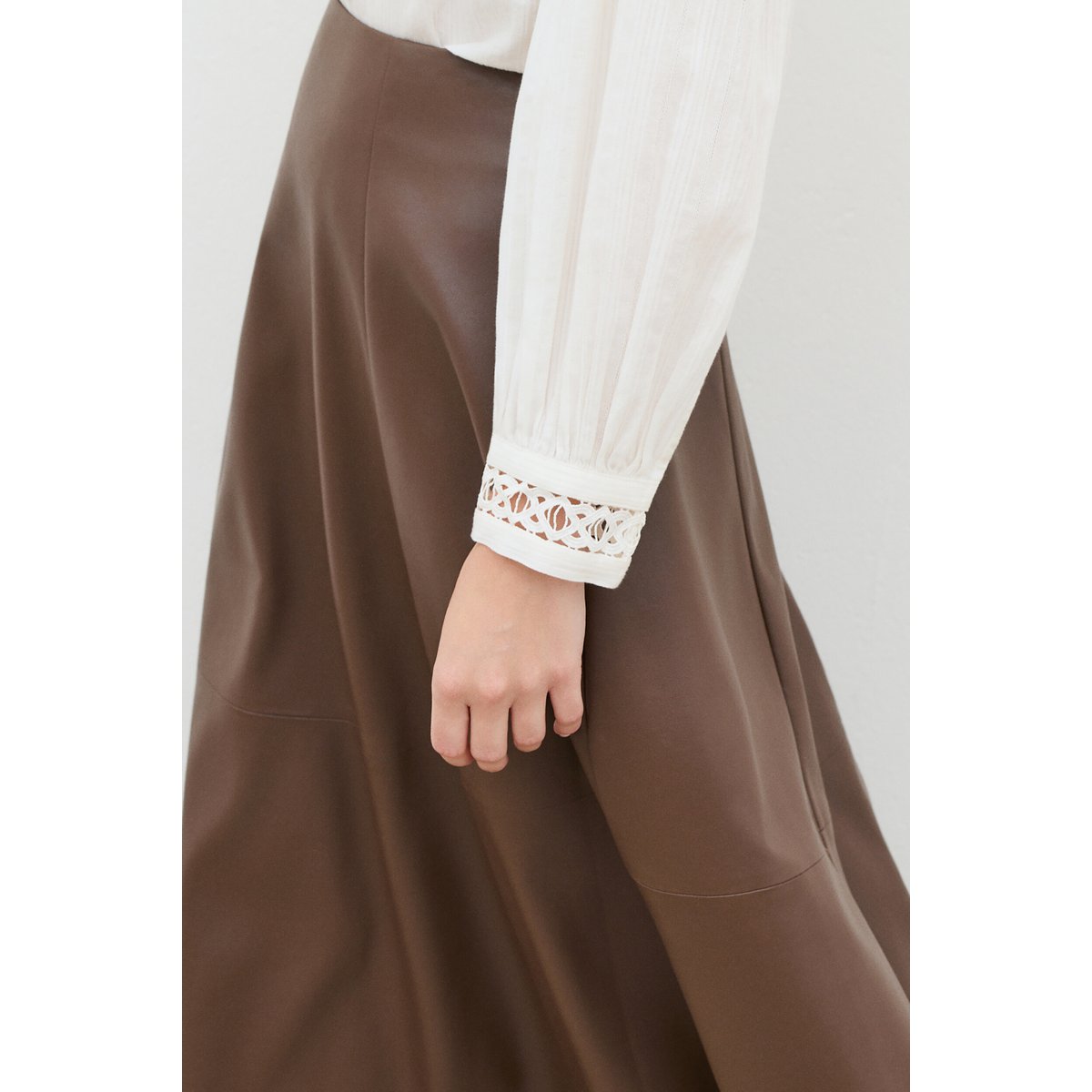 Jupe longue fluide JPEYTON marron chocolat, CAROLL